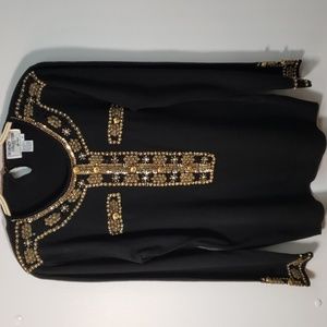 Regency Collection for Joyce Embellished Beaded Embroidered knit Black Gold M